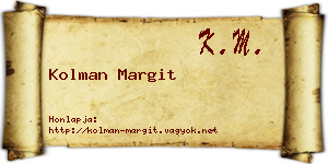Kolman Margit névjegykártya
